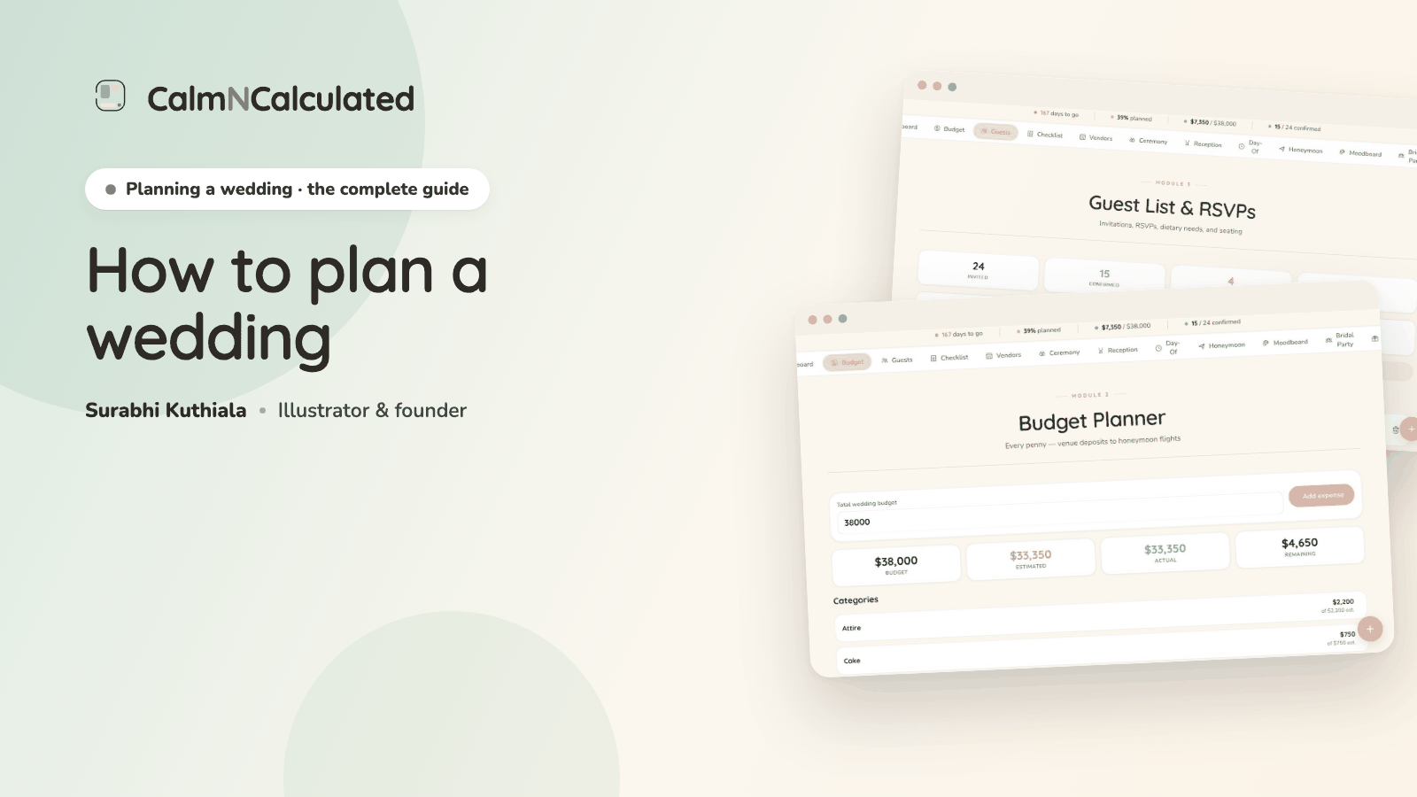 How to plan a wedding — the Wedding Planner's budget and guest list screens.