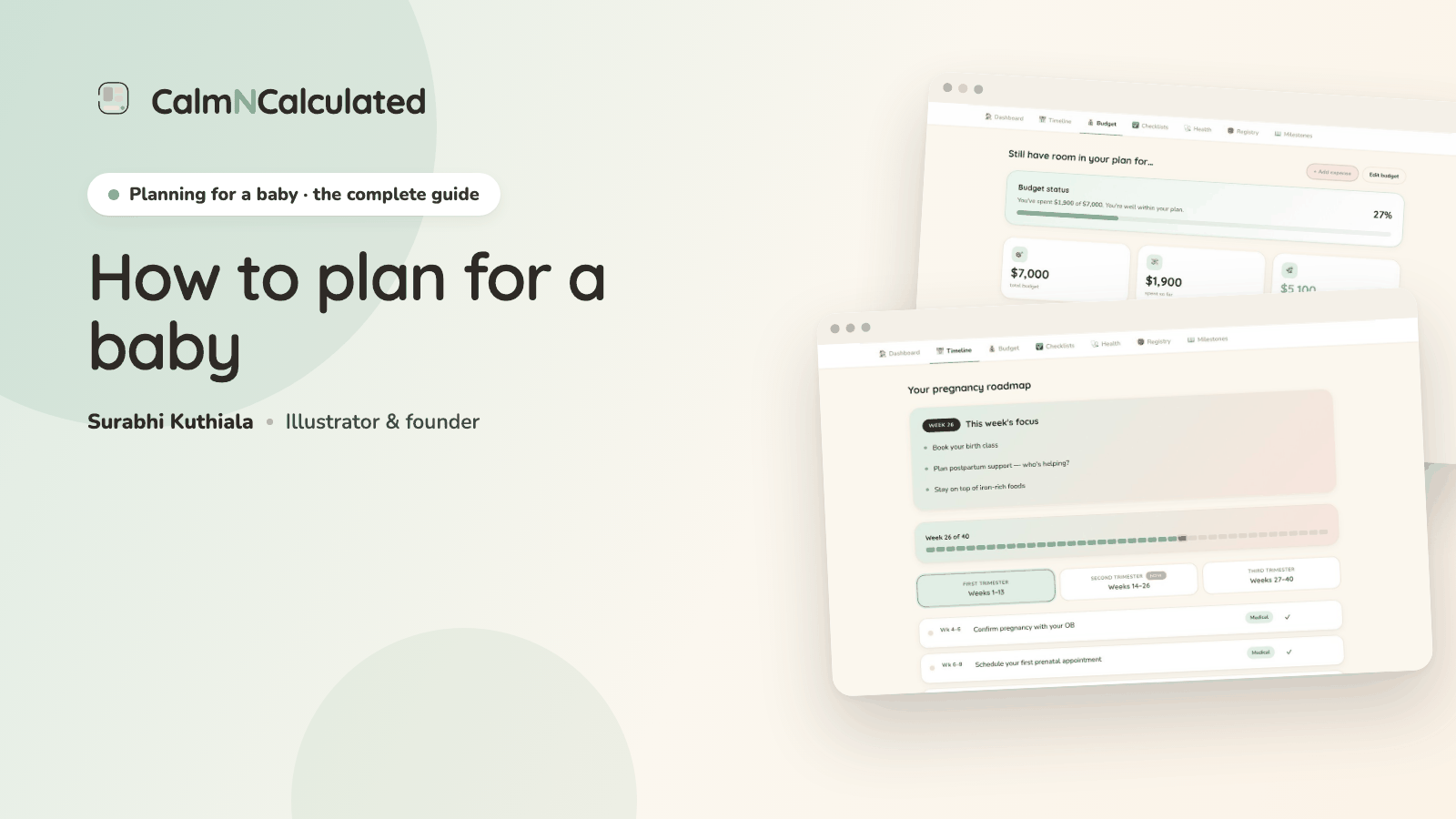 How to plan for a baby — the pregnancy planner's timeline and budget screens